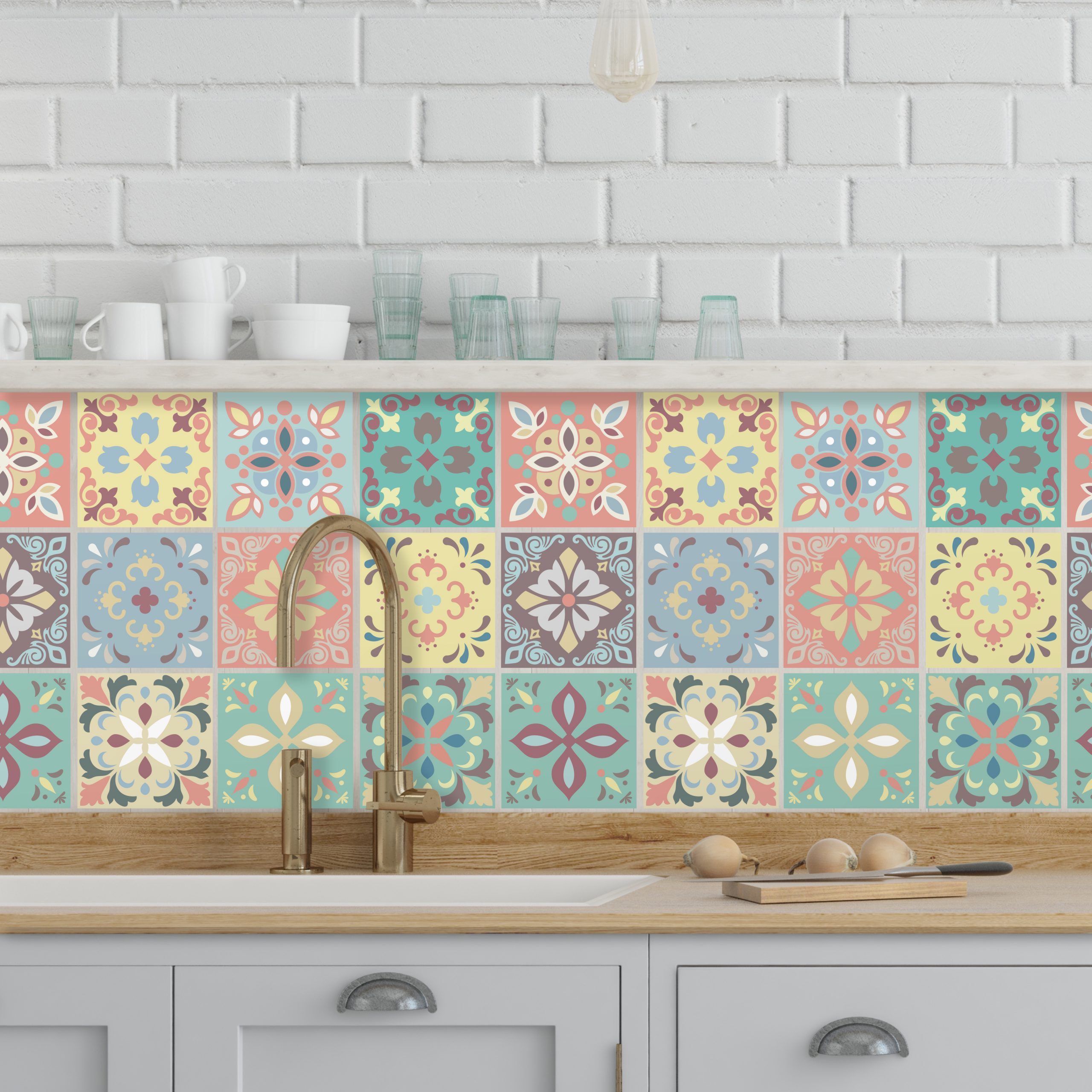 Marble Patterned Kitchen Tile Sticker Wall Tiles Sticker - Temu