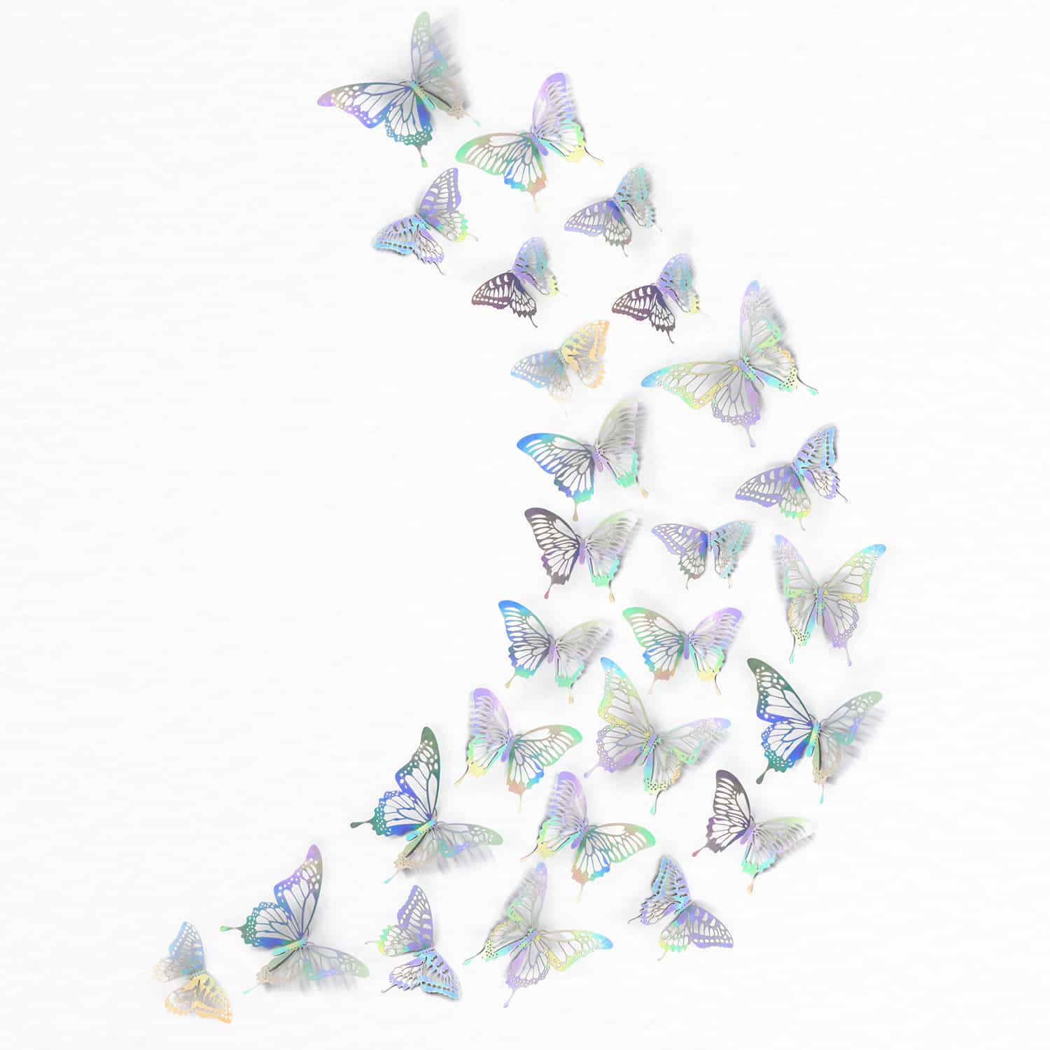 Realistic 3D Butterflies – Holographic Silver – Sales Decor