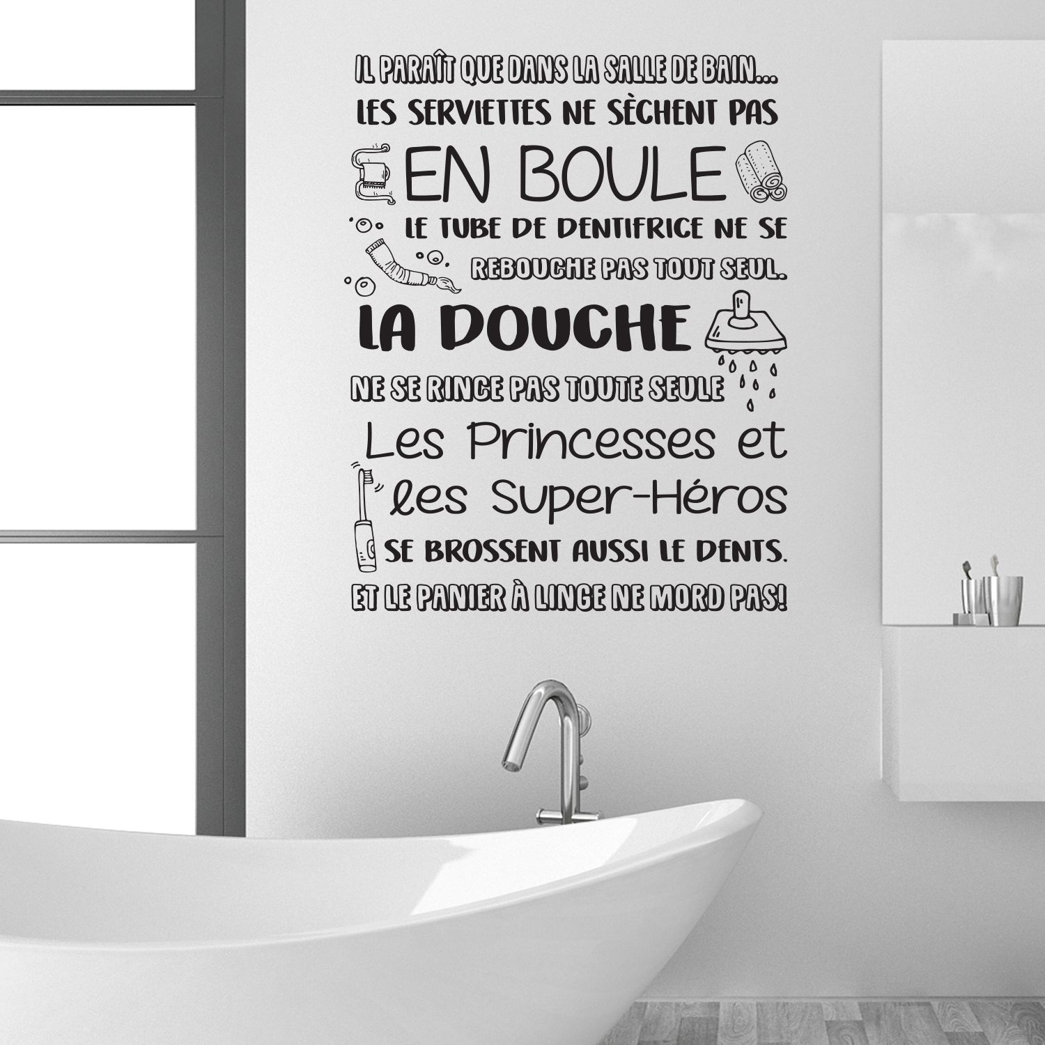 Salle de Bain Wall Sticker-Wall Sticker-Wall Sticker-Bathroom Sticker-Français  Bathroom Sticker-Home Decor-Salle de Bain -  France