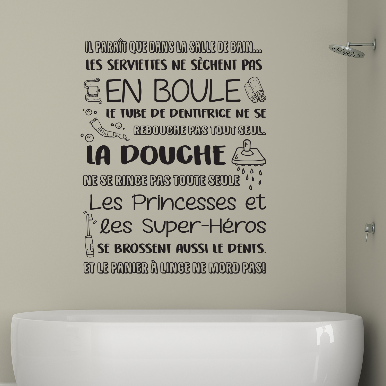 Sticker citation dans la salle de bain – Stickers STICKERS CITATIONS  Français - Ambiance-sticker